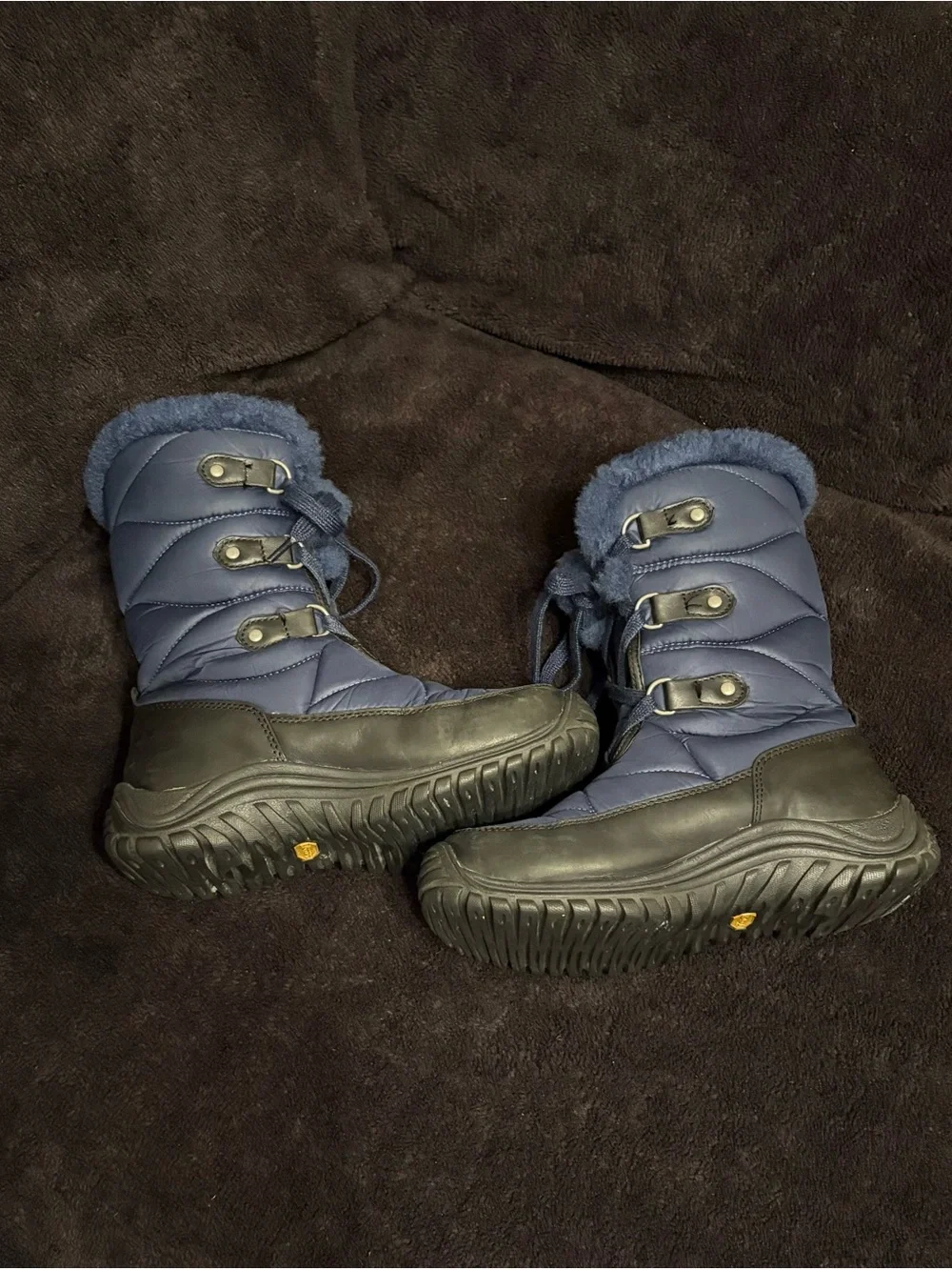 UGG Lorien Waterproof Insulated Sheepskin Navy Blue Snow Boots Women’s 6.5